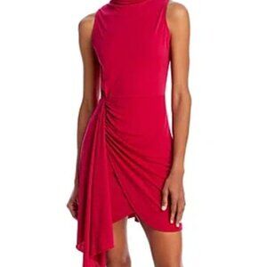 AQUA Mock Neck Long Sleeved Ribbed Dress PINK - NWT